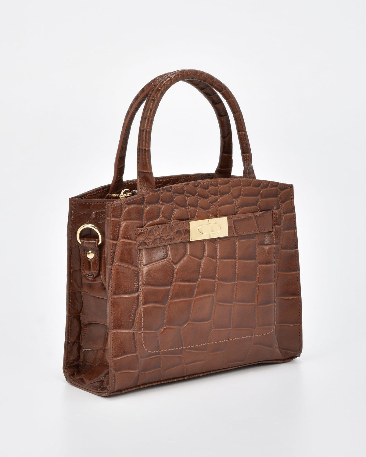 Brighton Croc Leather Crossbody Bag | Tan