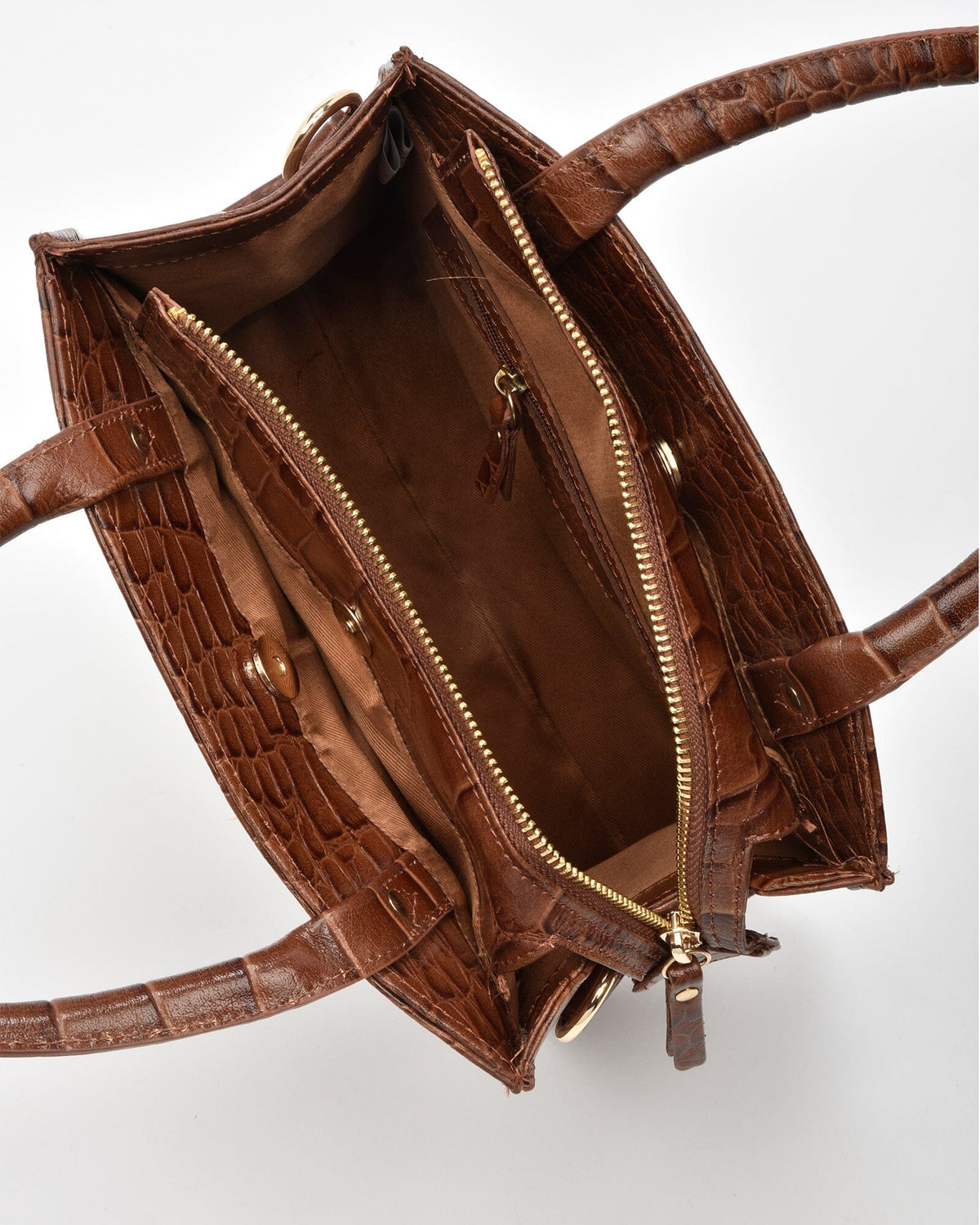 Brighton Croc Leather Crossbody Bag | Tan