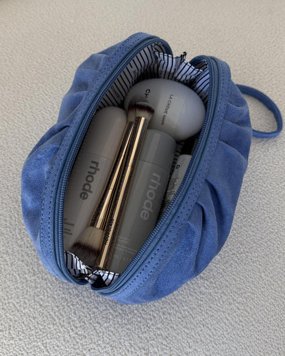 Sarski Suedette Makeup Bag | Persian Blue