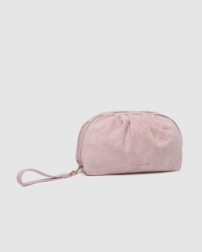 Sarski Suedette Makeup Bag | Pale Pink