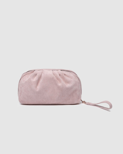 Sarski Suedette Makeup Bag | Pale Pink