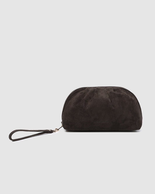 Sarski Suedette Makeup Bag | Chocolate