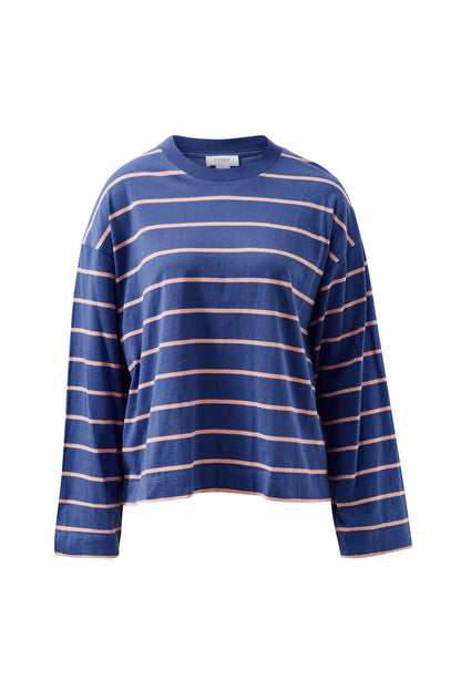 Beau Long Sleeve Slouchy Tee | Washed Navy/Clay