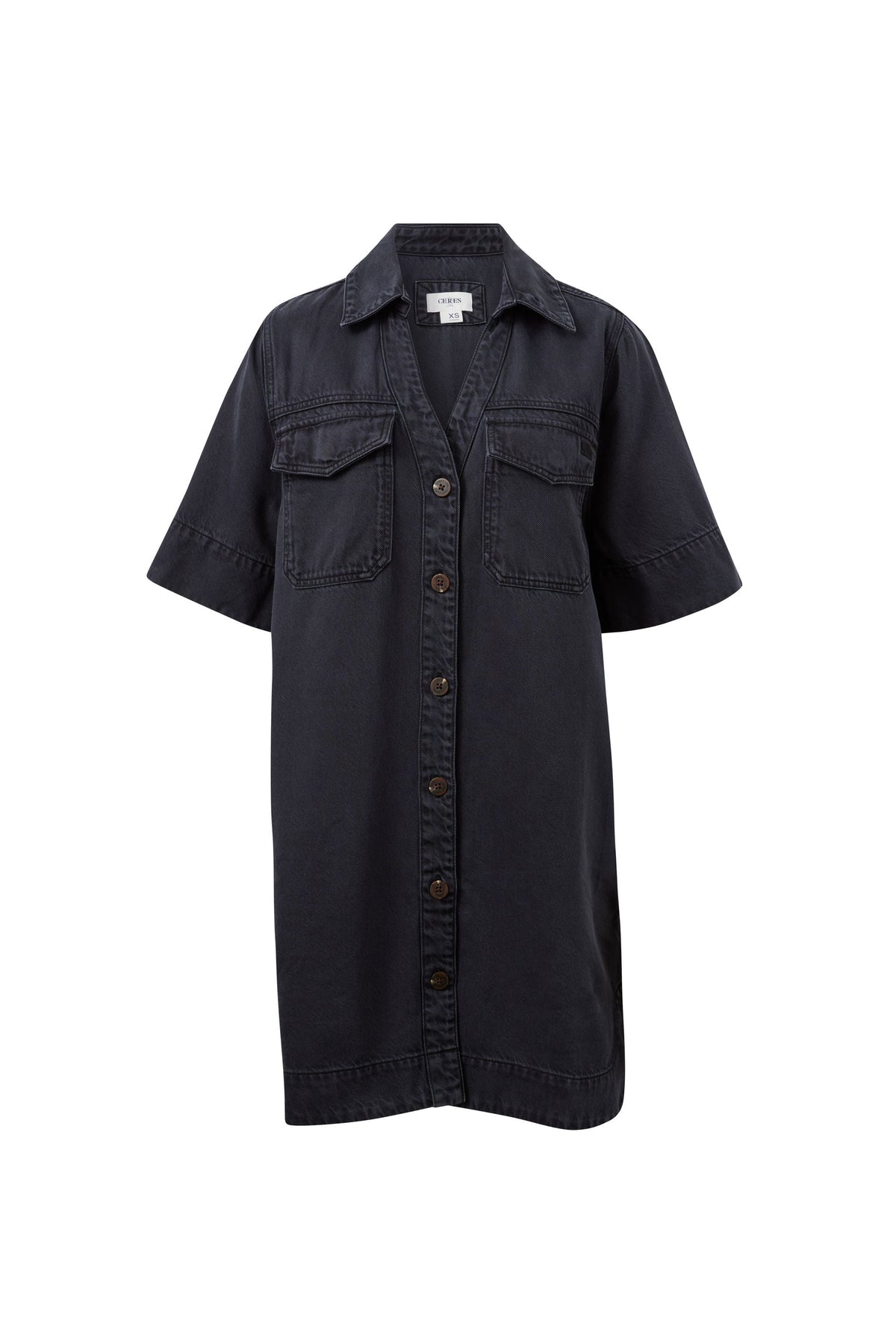 Bonnie Relaxed Shirt Dress | Washed Black