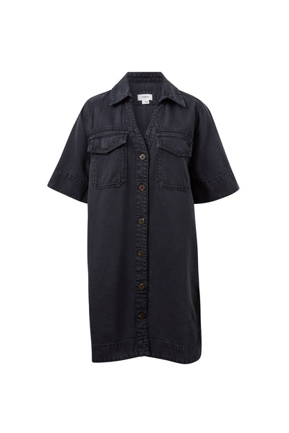 Bonnie Relaxed Shirt Dress | Washed Black