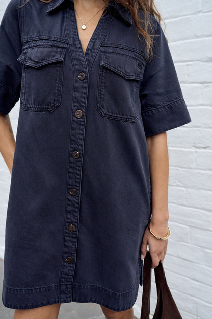 Bonnie Relaxed Shirt Dress | Washed Black