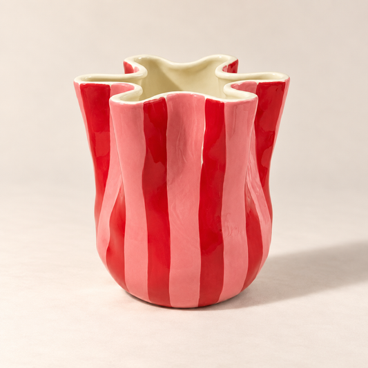 Fold Vase | Red/Pink Stripe