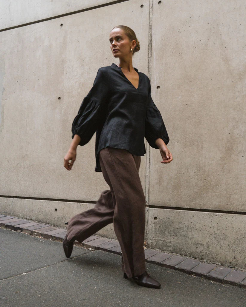 Linen V Neck Top