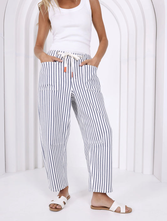 Carter Barrel Jean | Navy/White Stripe