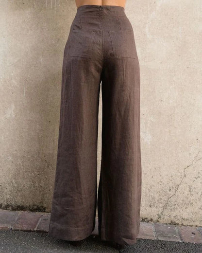 Linen Wide Leg Pant | Chocolate