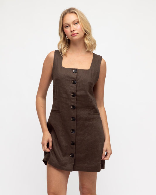 Mini Vest Brown Dress | Chocolate