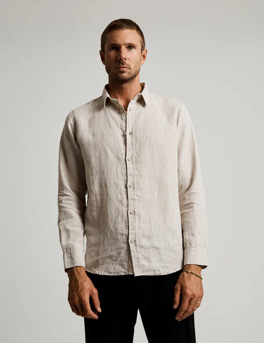 Linen Long Sleeve Shirt | Natural