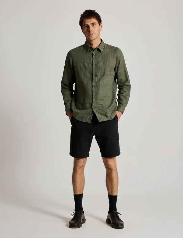 Linen Long Sleeve Shirt | Fatigue