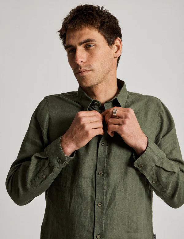 Linen Long Sleeve Shirt | Fatigue