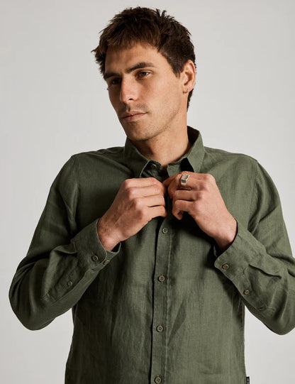 Linen Long Sleeve Shirt | Fatigue