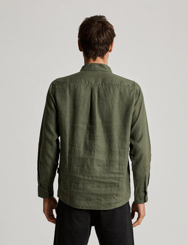 Linen Long Sleeve Shirt | Fatigue