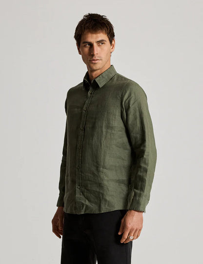 Linen Long Sleeve Shirt | Fatigue