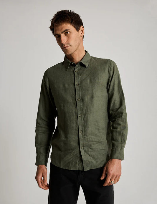 Linen Long Sleeve Shirt | Fatigue