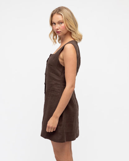 Mini Vest Brown Dress | Chocolate
